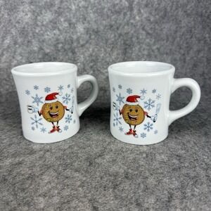 Set Of 2 Waffle House 2020 Happy Holidays Coffee Mug Cup Featuring "Wilson" MINT